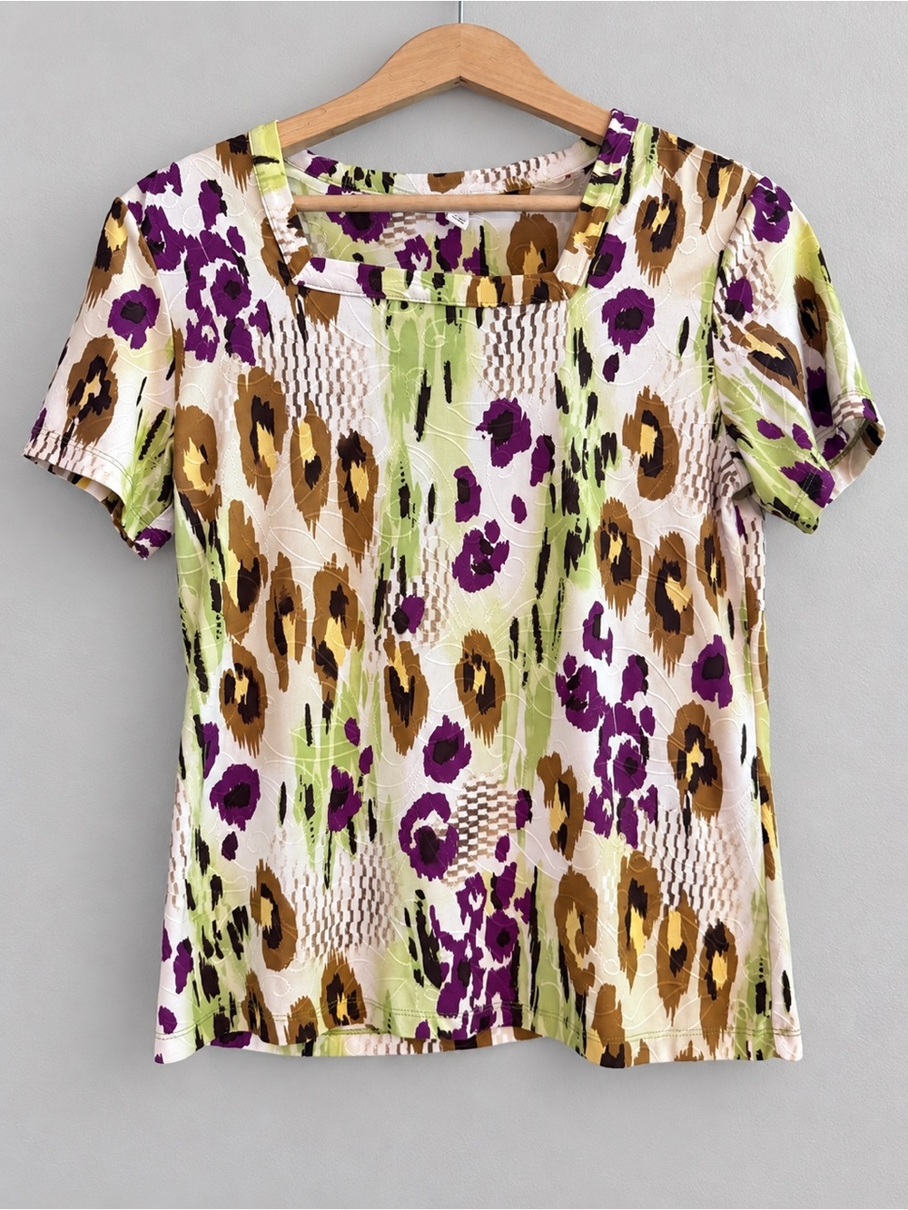 JM Collection Women’s Small Abstract Floral Print Square Neck Top